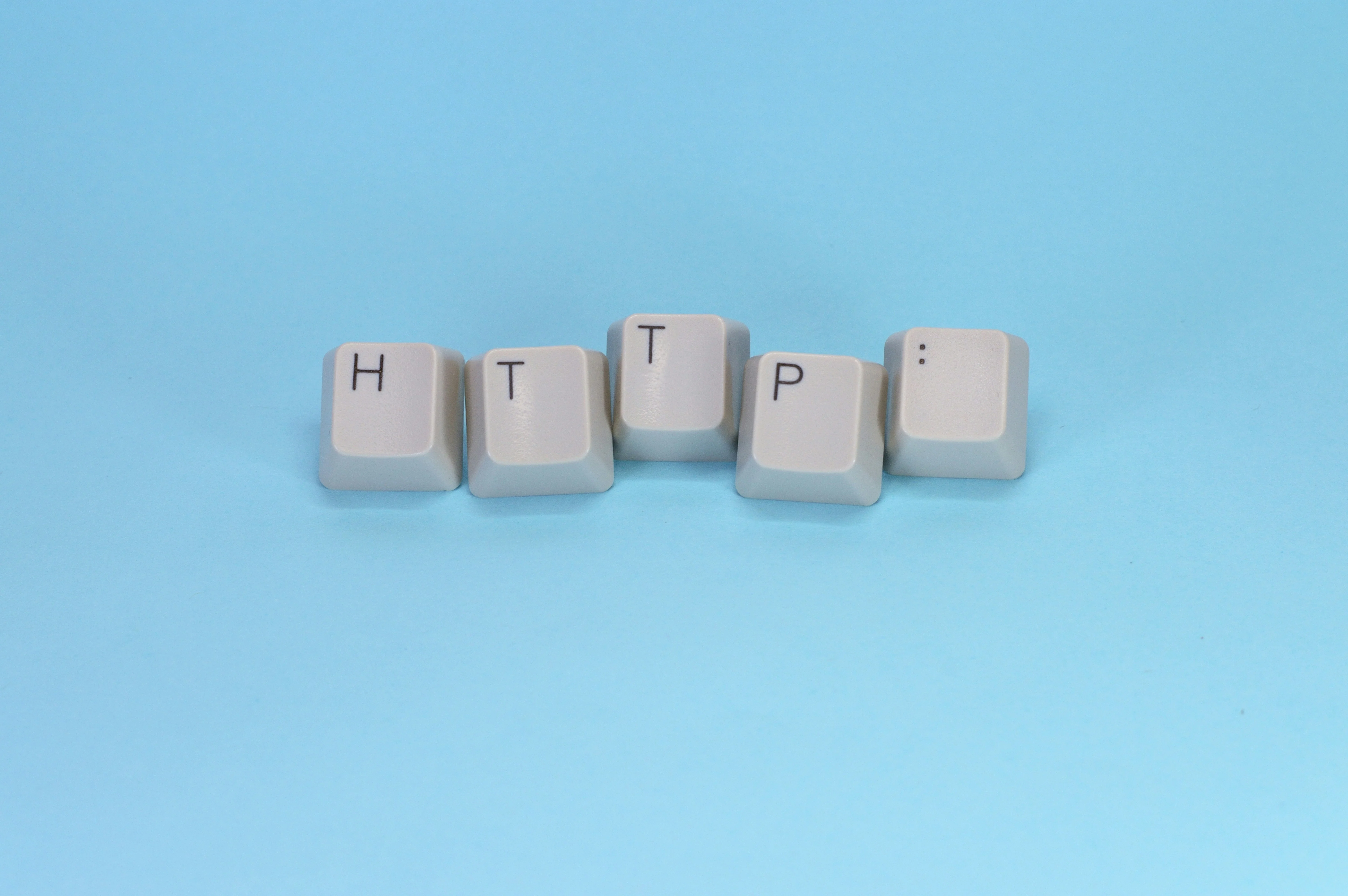 Keyboard keycaps spelling out http: